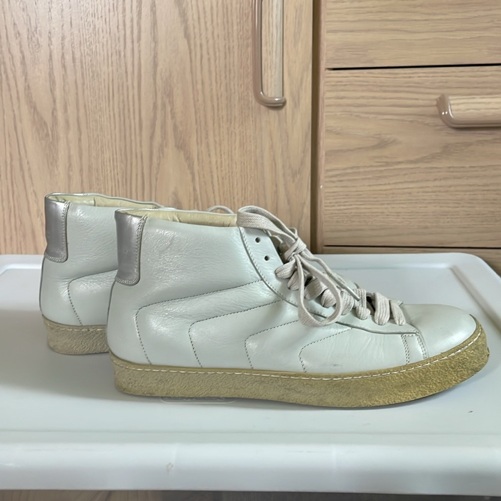 Marc Jacobs light grey / silver mid - high top sneakers